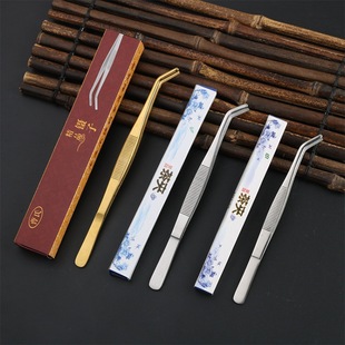 Titanium-plated stainless steel tea clip tea set household washing cup tea clip thickened tweezers kung fu tea tea set manufacturers wholesale