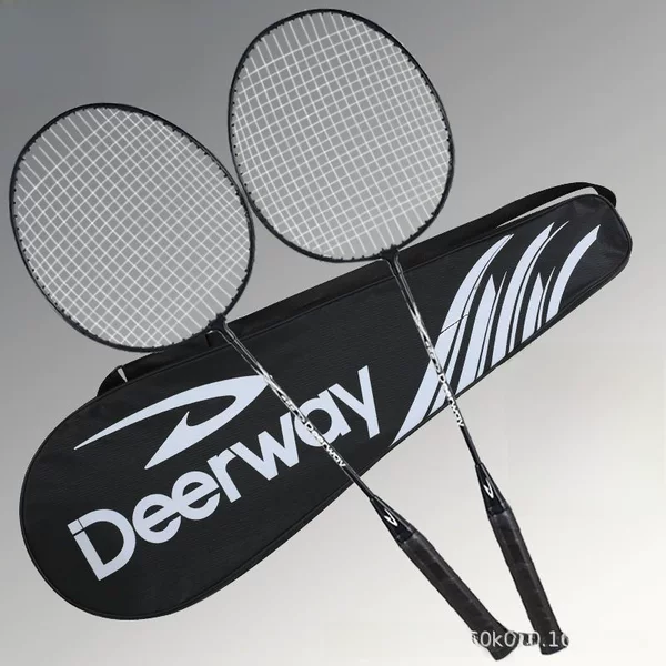 Delhui Badminton Racket Single and Double Racket Genuine Competition Adult Durable Children's Suit Ultra Light Alloy Badminton