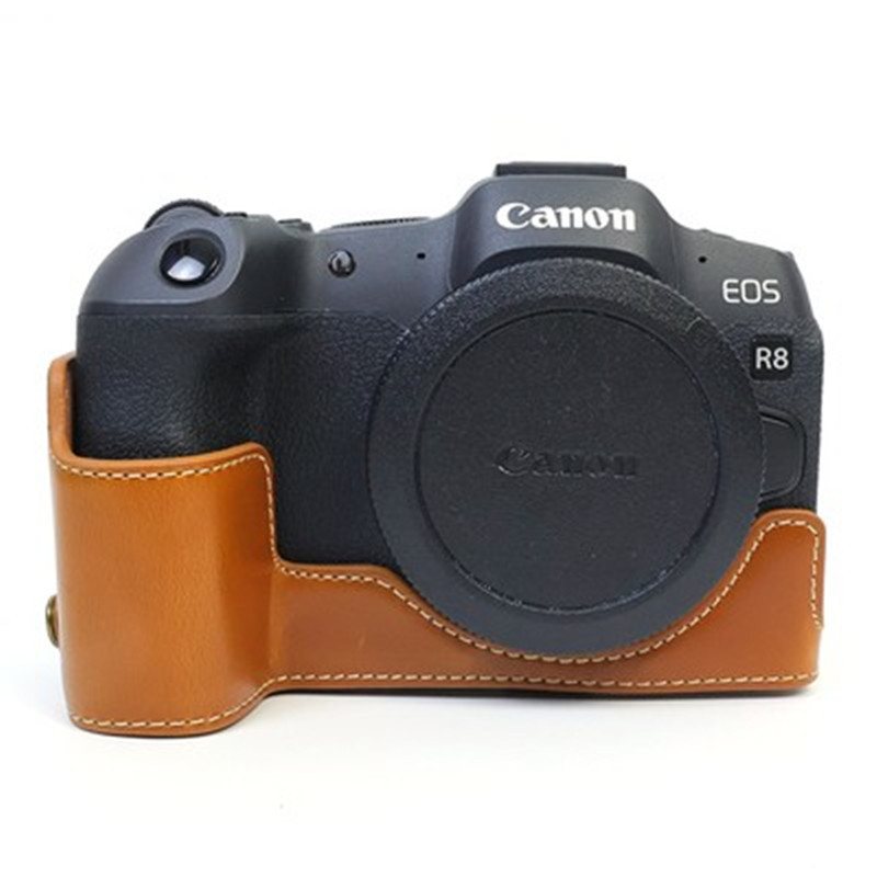 캐논 EOS R8 가죽 커버 베이스 R8 마이크로 단일 카메라 가방 휴대용 보호 커버 레이어 카우보이 반 세트를 위해 적당한