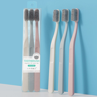 Offline Store Japanese Style Three-Pack Matte Texture Nylon Bristle Large Brush Head Adult Hard-Bristled Toothbrush