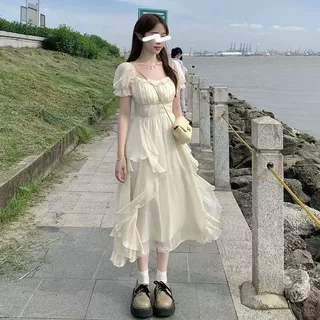 法式温柔风仙女雪纺连衣裙 2026新款显瘦长袖防晒仙女连衣长裙子