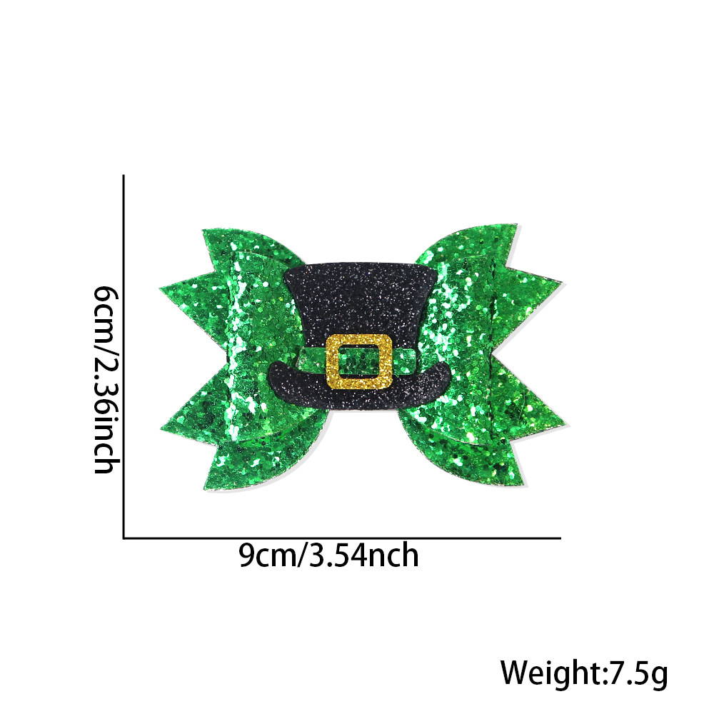 Nuevo cross-border día irlandés broches de trébol día de San Patricio decoración arco verde broches para el cabello