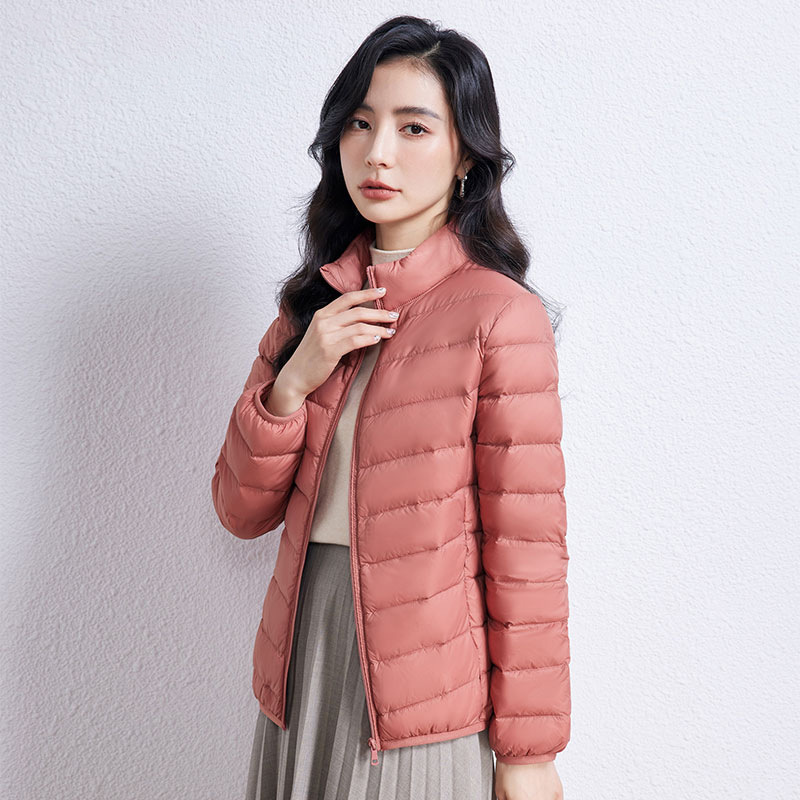 Youjia Clothing Lightweight Short down Jacket Women's Stand Collar Hooded Plus Size 90 White Duck down Fashion Jacket Winter Trend