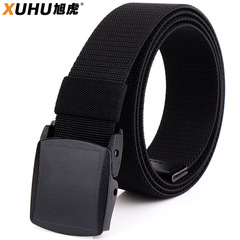 YKK buckle outdoor men's adjustable elastic nylon belt without metal no metal for airport security belt factory wholesale