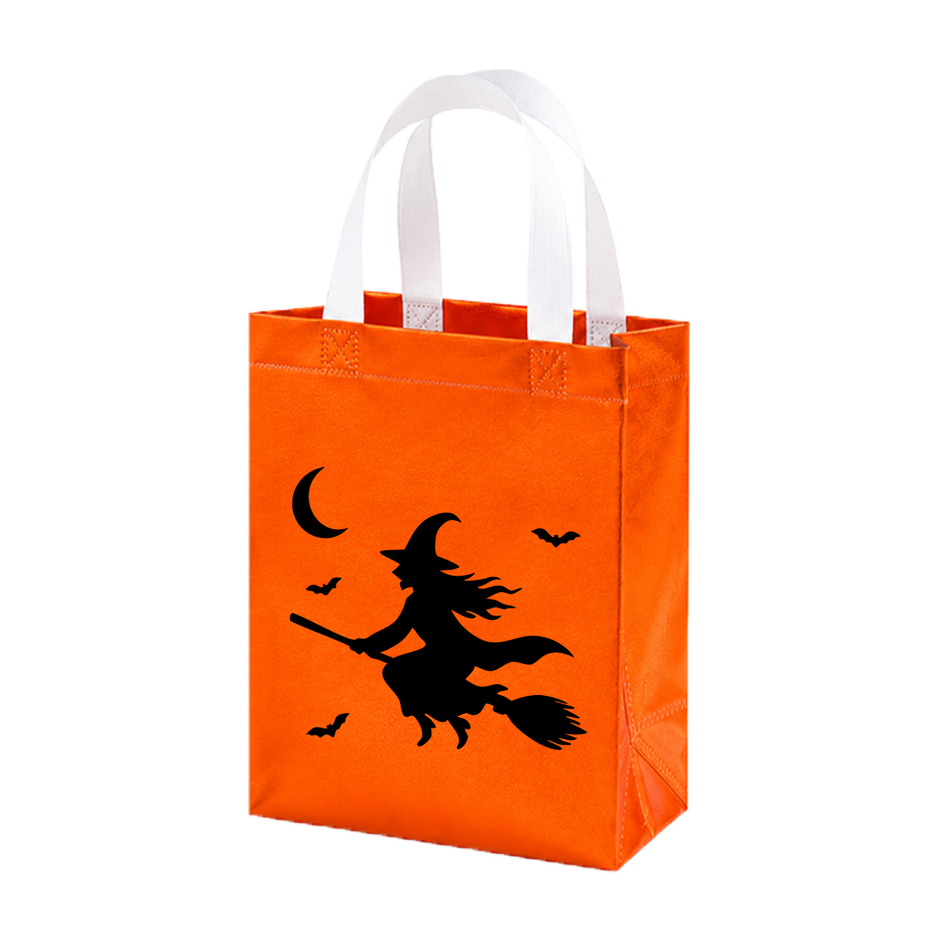 Bolsas de regalo de Halloween al por mayor ecológicas no tejidas bolsas de compras impresas fantasmas naranjas bolsas de azúcar para niños