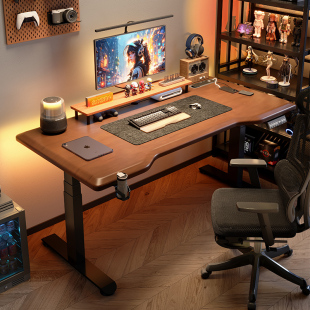 ♔ Solid Wood Electric Lift Table Desk Study Desk Workbench Home E-Sports Smart Liftable Computer