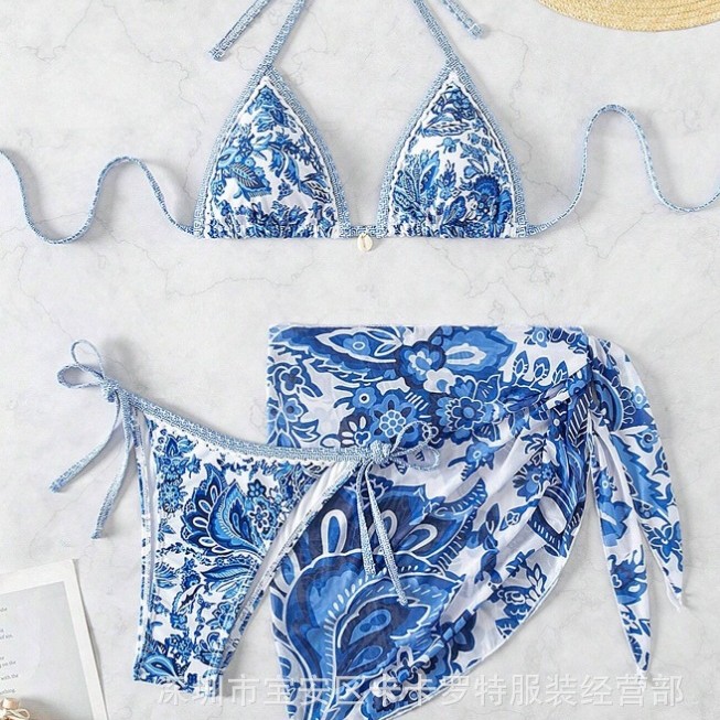 Europa y América sexy bikini playa trajes de baño de vacaciones de tres piezas grandes trajes de baño de mujer transfronterizos shein bikini