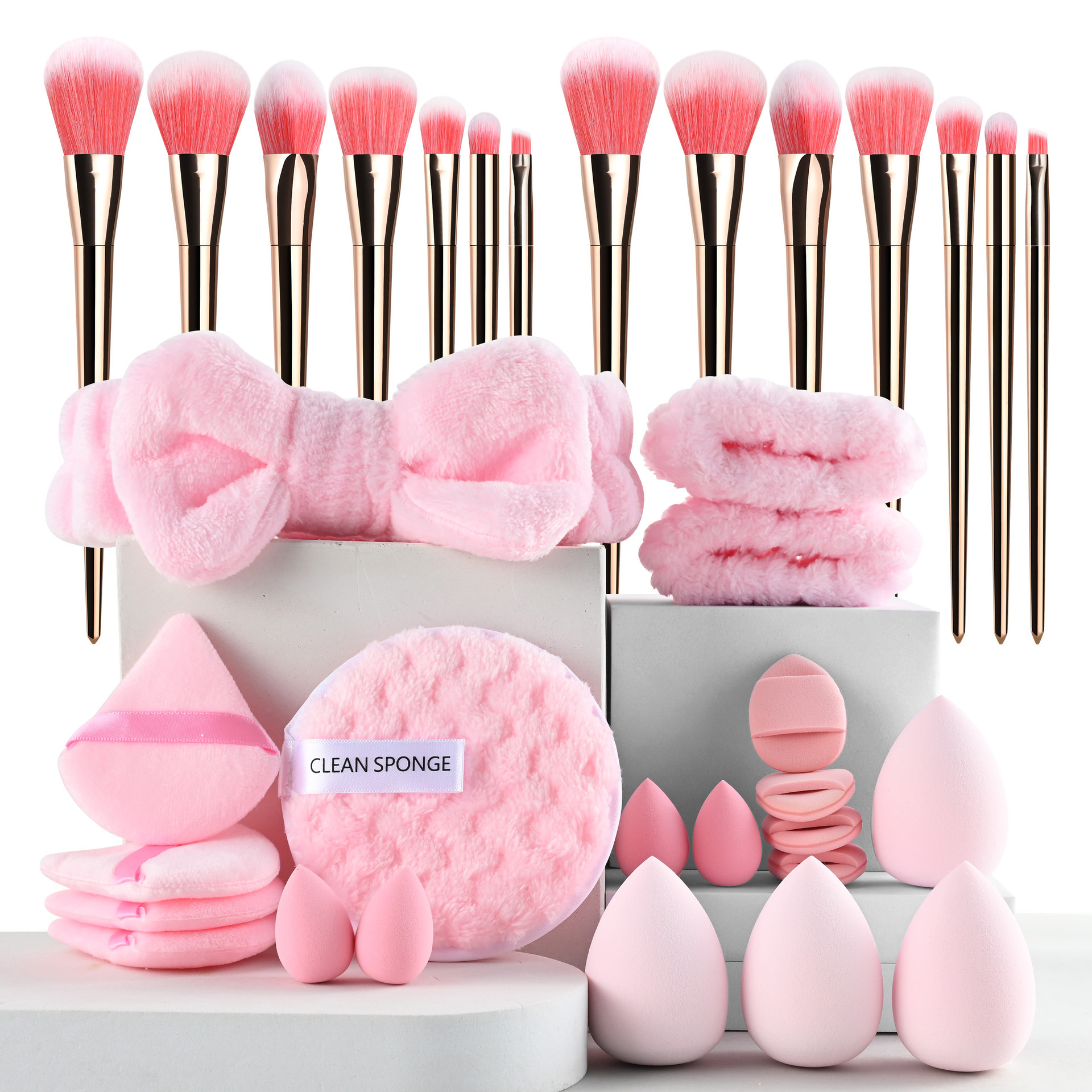 Conjunto de polvo personalizado 40pc cepillo grande combinación de lavado de cara maquillaje polvo transfronterizo conjunto completo de 46 herramientas de maquillaje de cepillo