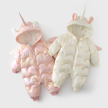 女寶寶棉服嬰兒衣服冬裝兒童棉衣嬰兒連體衣獨角獸加厚外出爬爬服