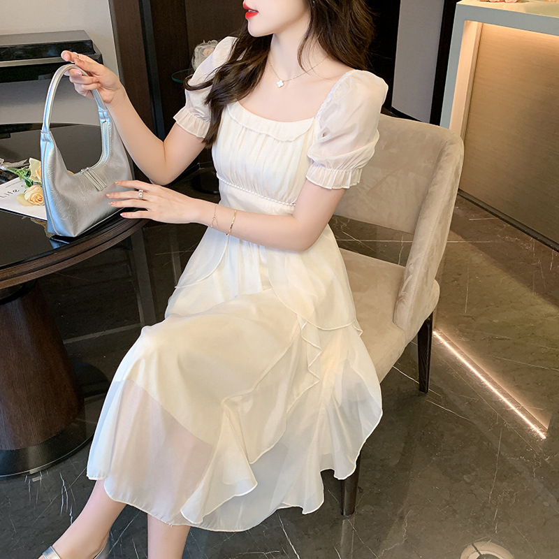 2024法式高级感气质名媛新款长裙显瘦小个子仙女粉色连衣裙子夏季