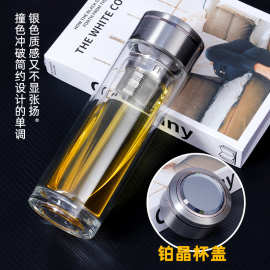 沃鑫双层迷你玻璃杯高颜值小巧口袋茶杯加厚隔热水杯便携定制杯子