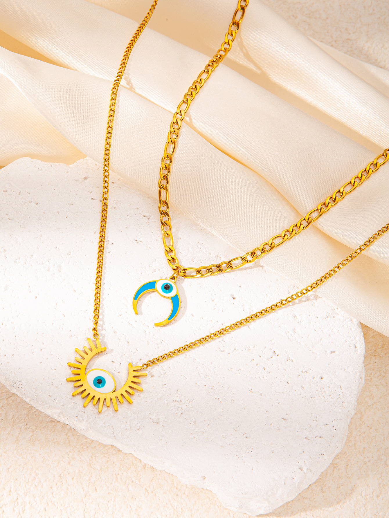 13g Weight 0.03µm Gold Plating Thickness Electroplated Gold Plating Process 18K Real Gold Plated Plating Material 201 Stainless Steel Pendant Material Zircon Inlay Material Layered Necklaces, Necklace Classification 201 Stainless Steel Chain Material cable chain Chain Type 1 Set Quantity Holiday, Daily Occasion 201 Stainless Steel Material Star Pattern Women's Gender Simple Style Style Plating Craft Wholesale Jewelry Simple Style Star Titanium Steel Plating Layered Necklaces Cable Chain 18