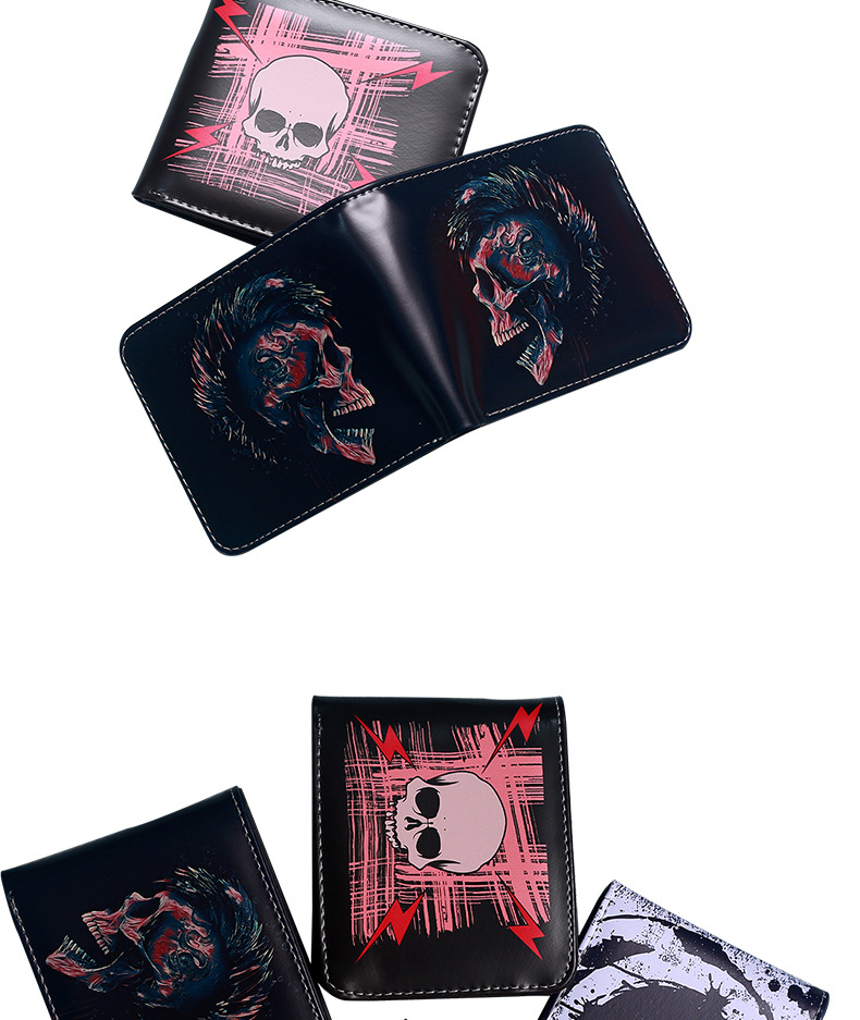 Men's Skull PVC Open Small Wallets display picture 17