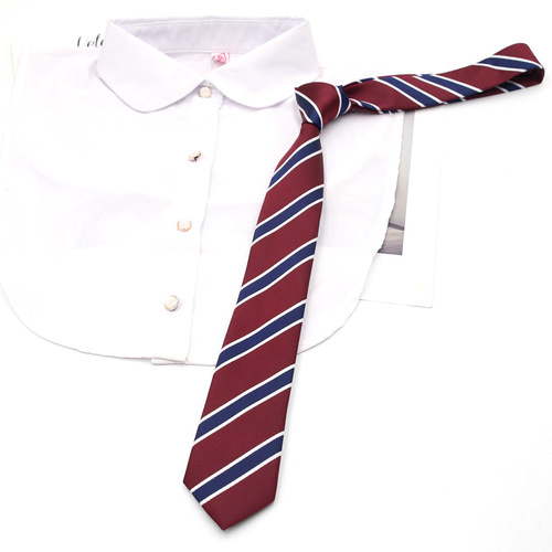 School supplies Korean version Japanese JK tie female accessories dk uniform collar flower zipper hand type college 7cm wine red and blue stripes