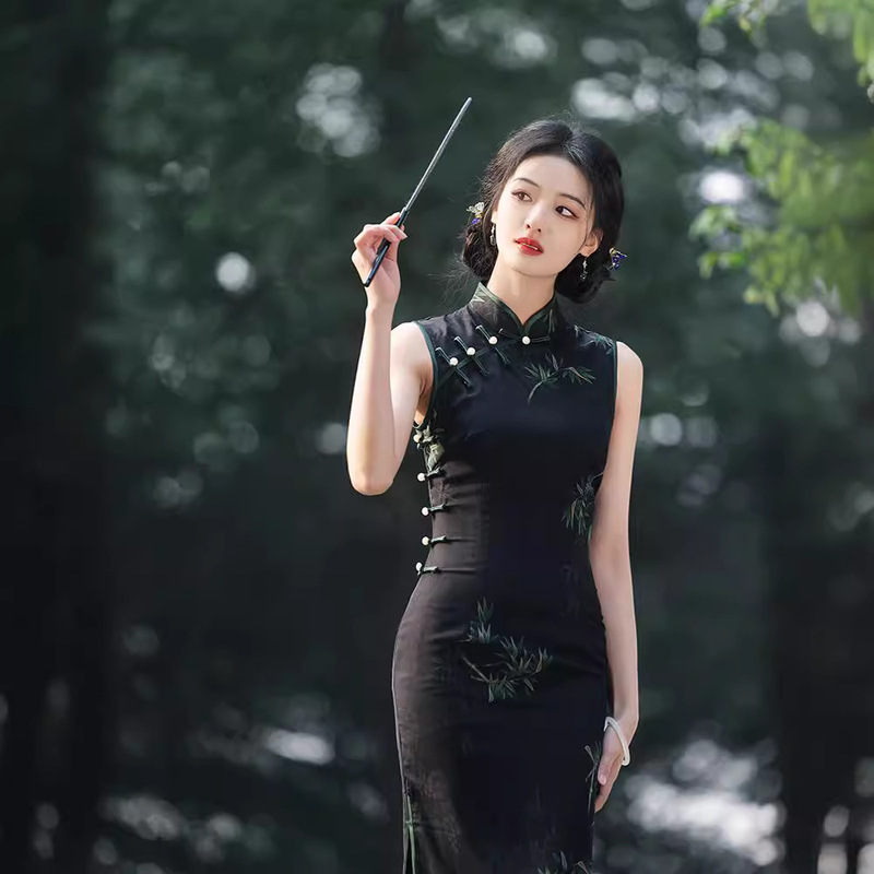 Girls' Long Sleeveless Cheongsam 2026 Summer New Style New Chinese-Style Improved Artistic Retro Chinese-Style Dress Girls' Long Sleeveless Cheongsam 2026 Summer New Style New Chinese-Style Improved Artistic Retro Chinese-Style Dress