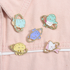 卡通創意海洋動物系列可愛金屬徽章個性烏龜/章魚/鯊魚造型胸針