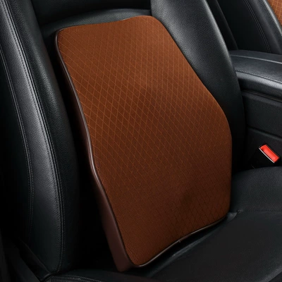 Headrest, Foam Neck Pillow, Car Lumbar - grid-style-lumbar-support-gentleman-brown-color
