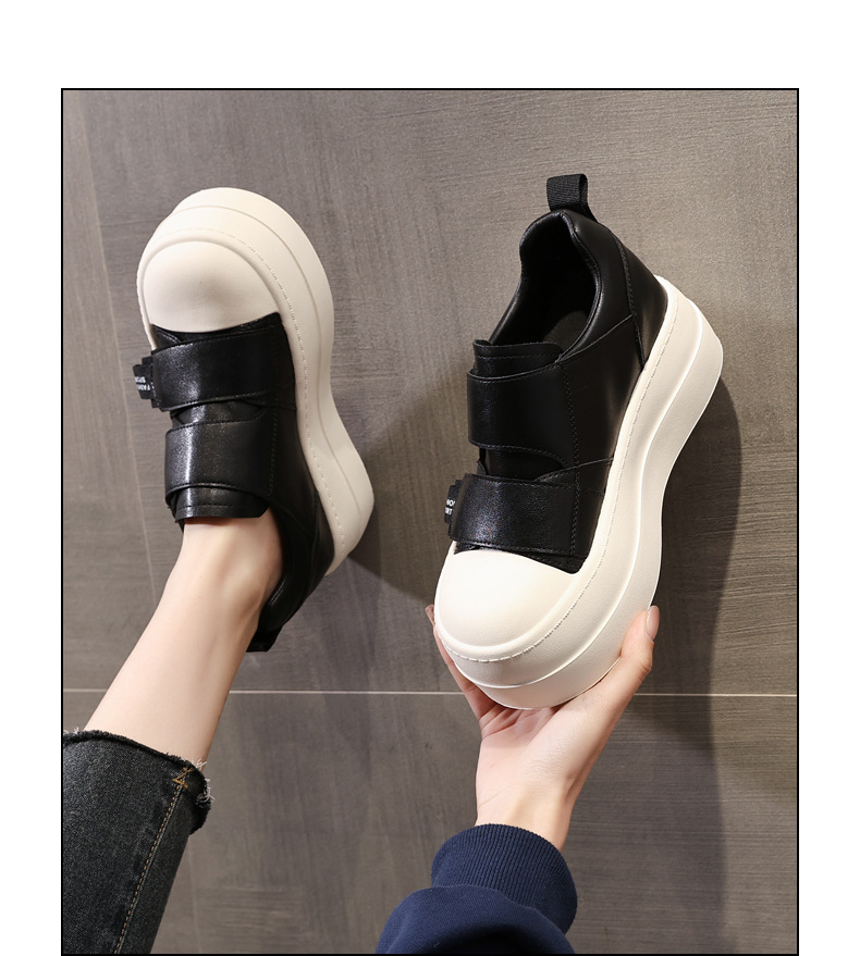 Giày sneaker nữ đế dày Velcro dáng nhỏ, phối màu be — Màu be chi tiết 17