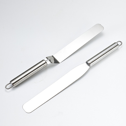 Stainless steel grease knife kitchen cake spatula home cream leveler knife baking tool curved scraper straight kiss knife