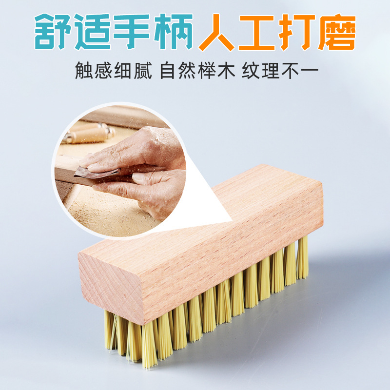 メーカー直販馬毛靴ブラシ、ブナ材革靴ブラシ、柔らかい毛の角型ブラシ、豚毛研磨用木製靴磨きブラシ、越境販売