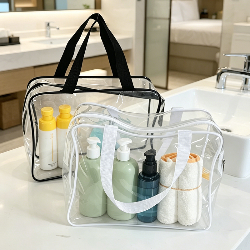 Transparent PVC waterproof large-capacity travel toiletry bag portable skincare storage bag set direct from manufacturer Transparent PVC waterproof large-capacity travel toiletry bag portable skincare storage bag set direct from manufacturer