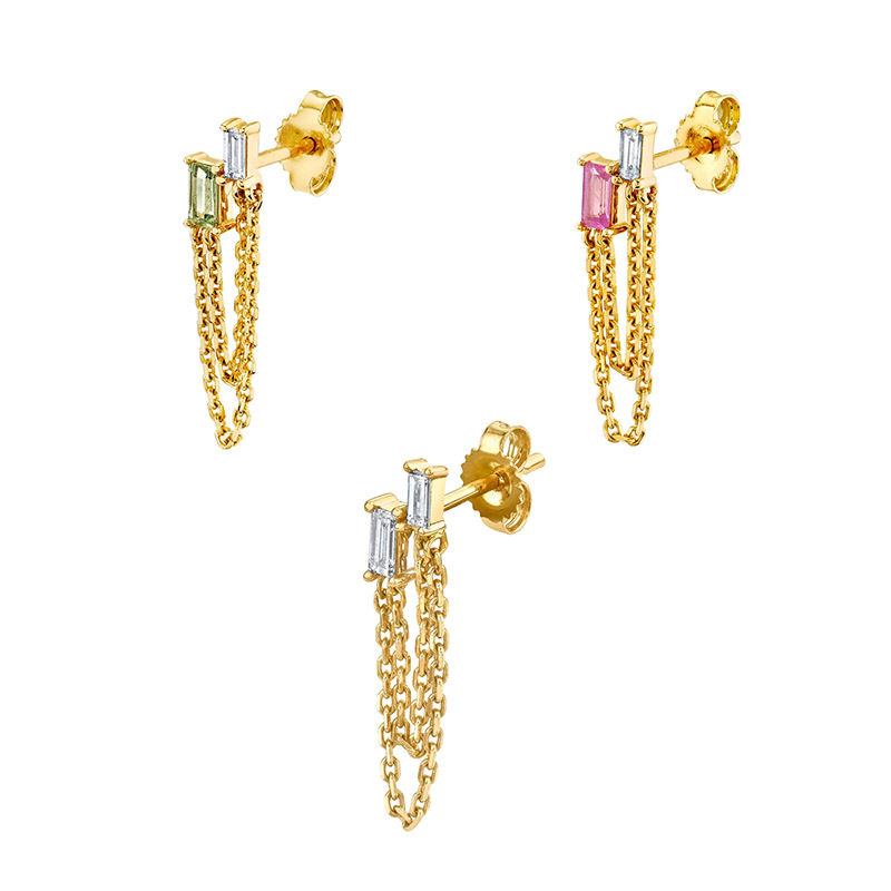 Fashion Geometric Sterling Silver Inlaid Zircon Earrings 1 Piece