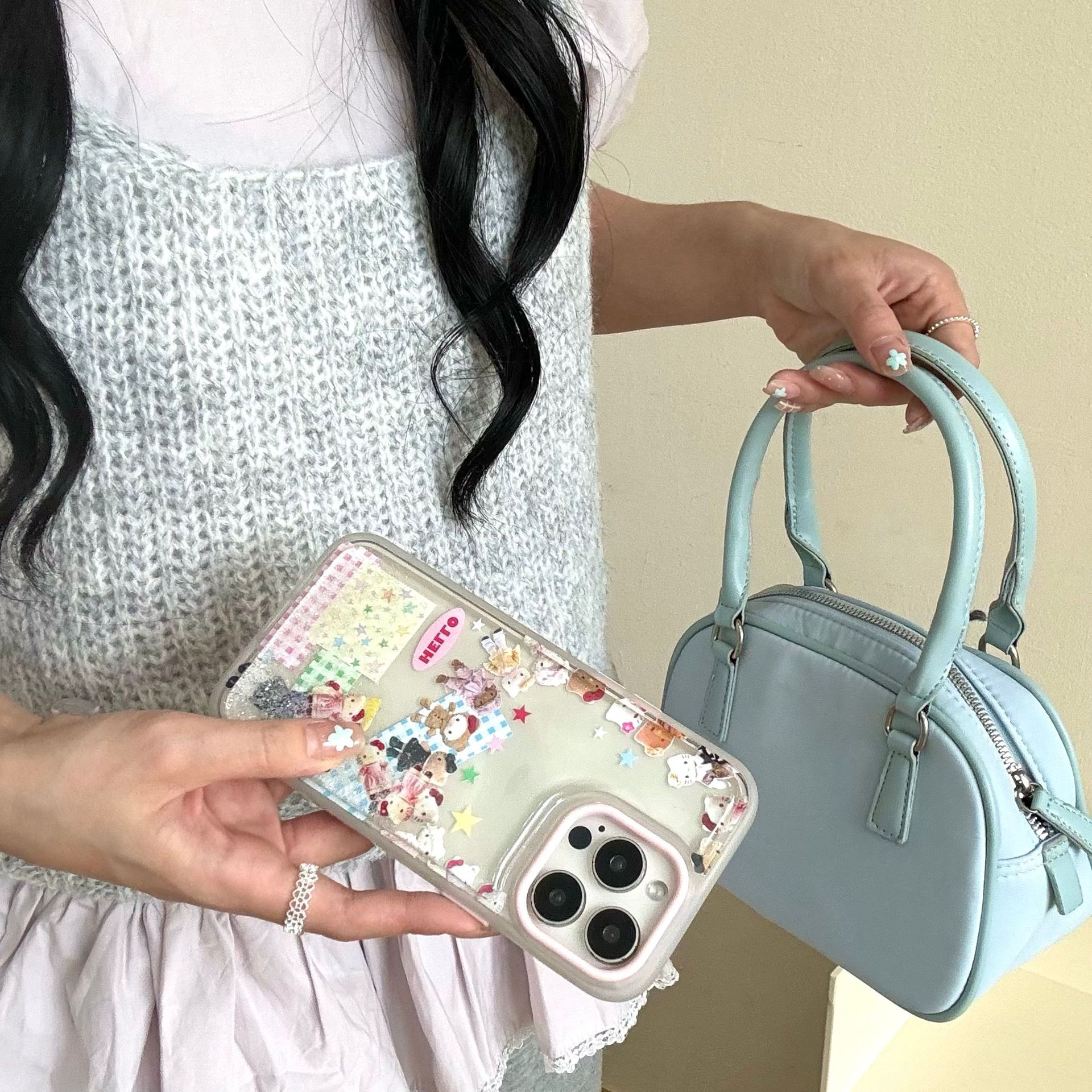 Chica corazón arenas movedizas estrellas gato a cuadros para Apple 16ProMax nicho 15/14 nuevo 13 Huawei P70P