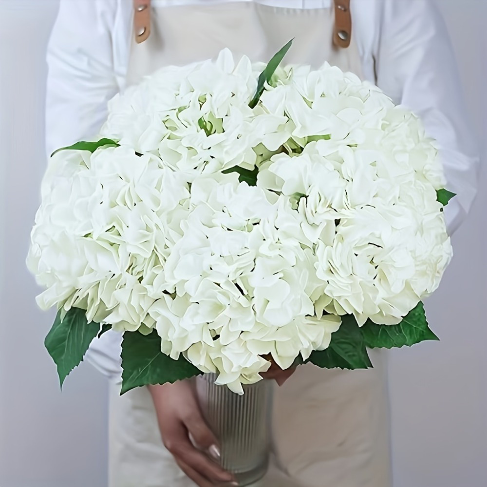 Simulated Hydrangea Flowers with Leaves, Artificial Flowers for Wedding Decoration, Home Living Room Soft Decoration, Bonsai Ornaments, Flowers
