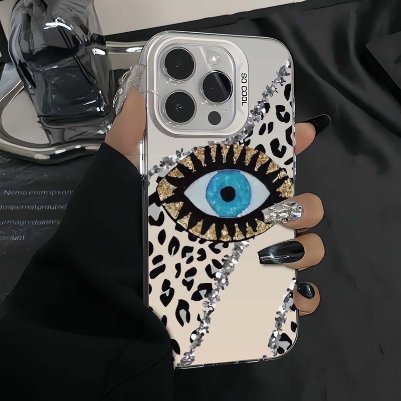 Cellulari e telecomunicazioni Custodia per iPhone 16 Pro con stampa leopardata occhi blu 15/14/13 Laser 12 11Xs Max/plus_voghion.com