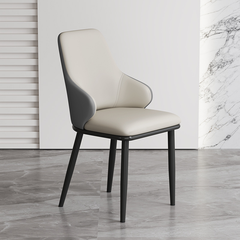 Silla de comedor de lujo ligera, silla minimalista moderna, mesa de comedor de restaurante de hotel italiano, silla de metal minimalista, respaldo alto, asiento suave