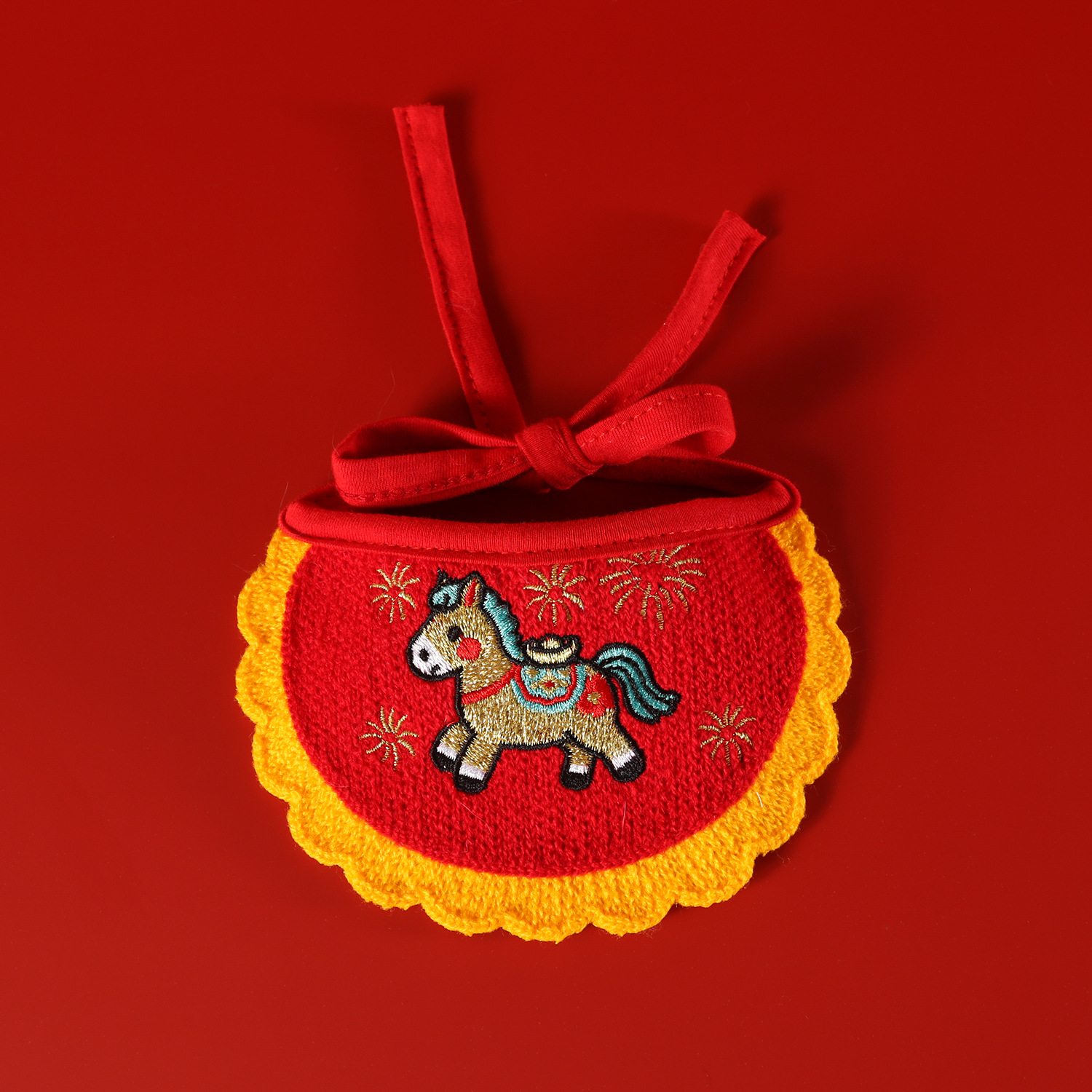2026 año del caballo mascota bordado yuan Baofu bolsas inmediatamente ricos gatos perros toallas de saliva de Año Nuevo buckles de primavera