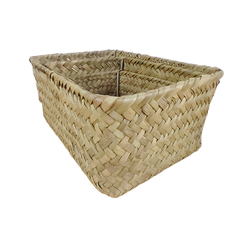 海草収納かご手編み雑物かご長方形短いテーブル整理かごオフィス収納かご卸売り