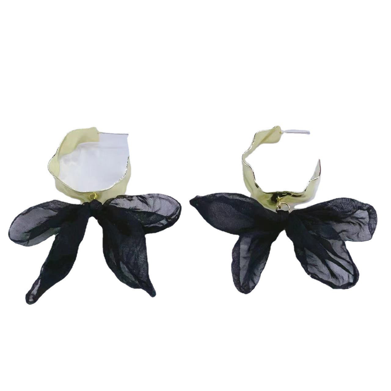 1 Pair Elegant Bow Knot Plating Alloy Gauze Drop Earrings display picture 6