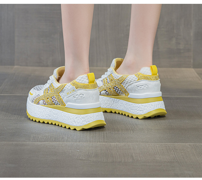 Giày sneaker nữ đế dày lưới thoáng khí phong cách thể thao — Xám 5073, Mơ 5073, Vàng 5073 chi tiết 18