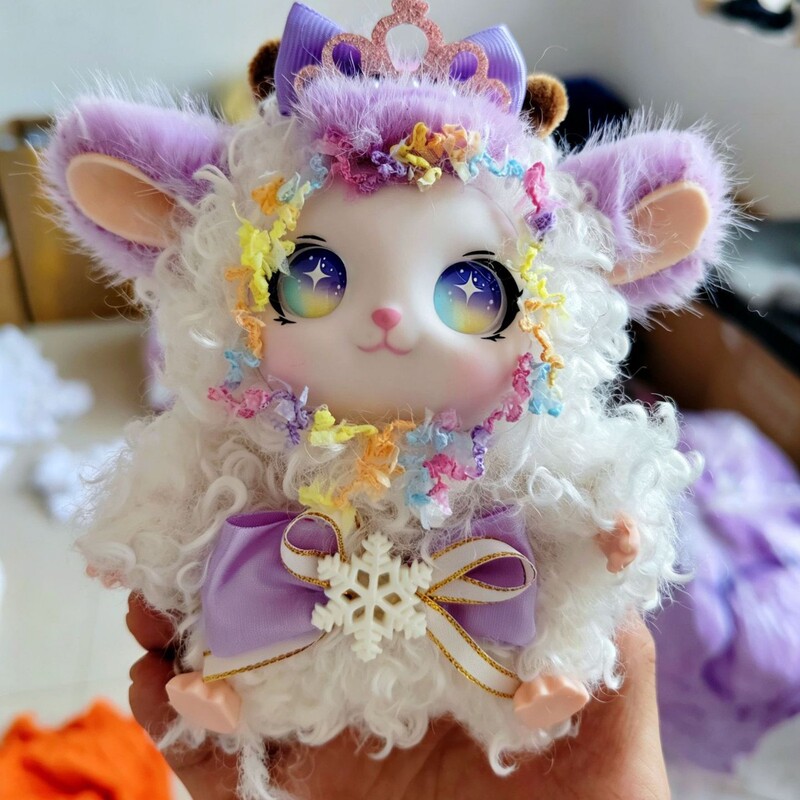 New Crown Princess Sheep Vinyl Doll Face Plush Toy Keychain Trendy Ornament Gift