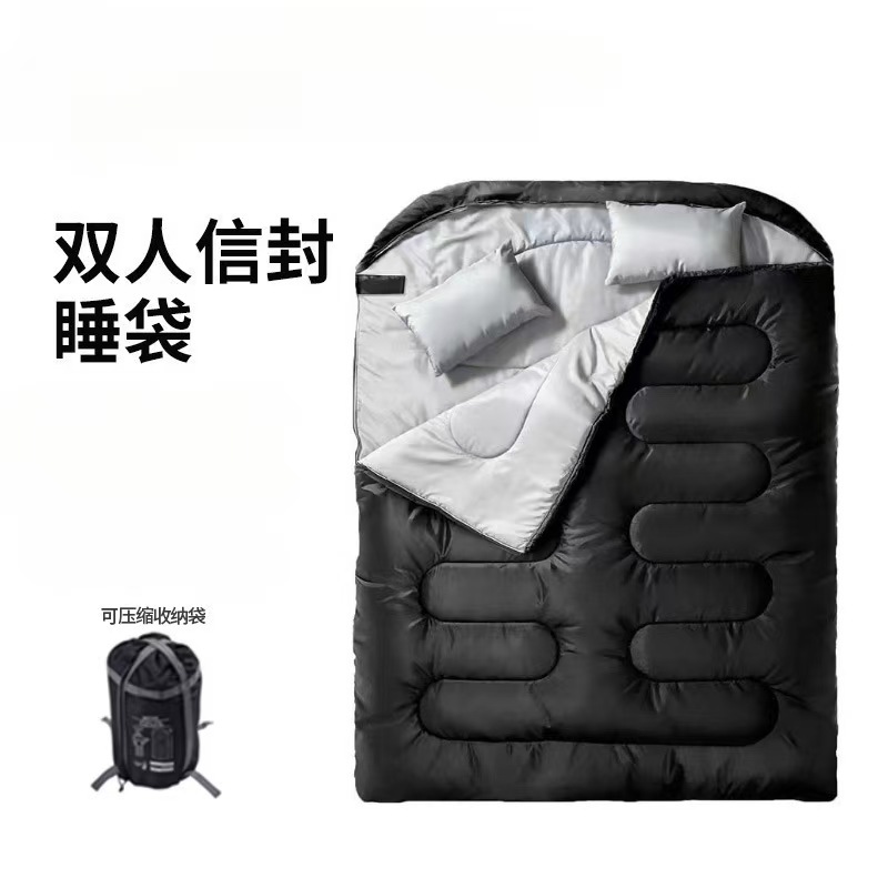 더블 침낭 야외 캠핑용 0도 두꺼운 보온 방수 방한 봉투형 분리 가능 성인용