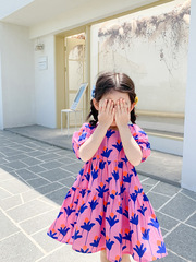 Children's Flower Dress Summer Girl's Cute Skirt Children's Dress 3-8 Years Old Children's Clothing One-Time Shipping