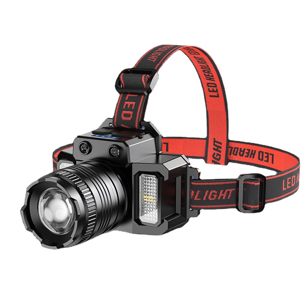 Linterna de inducción luz de conducción al aire libre advertencia roja y azul Carga USB Luz de marcha nocturna LED luz fuerte potencia Luz de pesca nocturna