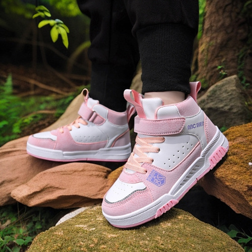 Girls' sneakers, new running shoes, mid-to-large size boys' Velcro-style fashion casual shoes, school children's shoes