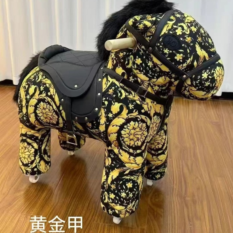 网红小马滑轮凳仿真战马坐凳儿童生日礼物动物凳落地滑轮小马凳子|undefined