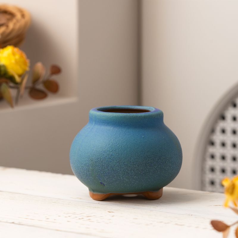 High-Looking Succulent Flowerpot Ceramic Kiln Frosted Stoneware Breathable Creative Stylish Simple Desktop Small Pot