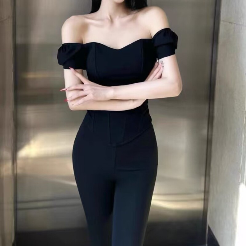 European and American Street Style French Short-Sleeve Corset Bustier with Chest Pads, Off-Shoulder Slim-Fit Tank Top, Slimming Inner Wear Top for Women European and American Street Style French Short-Sleeve Corset Bustier with Chest Pads, Off-Shoulder Slim-Fit Tank Top, Slimming Inner Wear Top for Women