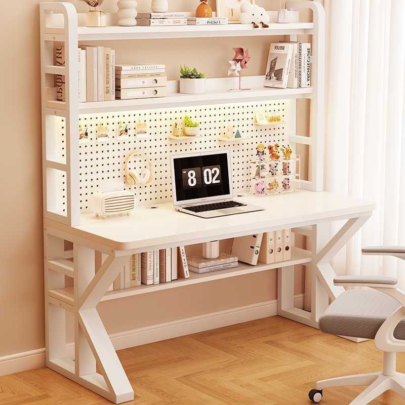Desk with built-in bookshelf, desktop workstation, student study desk, writing desk, pegboard desk, home computer desk Desk with built-in bookshelf, desktop workstation, student study desk, writing desk, pegboard desk, home computer desk