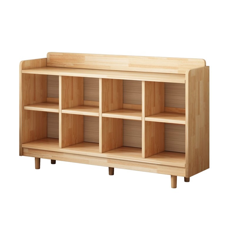 Estante de libros para niños Estante de libros de dibujos Estante de piso Estante de madera sólida Estante de jardín de infantes Estante de cuadrícula Gabinete bajo almacenamiento armario