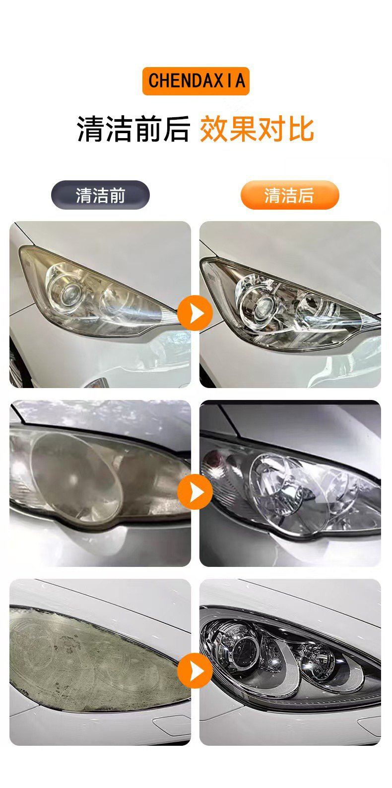 Headlight Refurbishment Kit 180ml Car Headlight Cleaning and Restoration Vehicle Lampshade Cleaning Agent Set