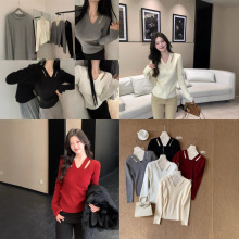 2025秋冬新款韩系交叉百搭通勤设计感打底针织毛衣软糯修身长袖