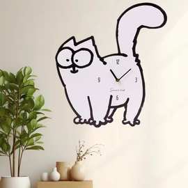 ins热卖爆款钟表Puckator Simon 的猫形图片时钟线条猫可爱挂钟