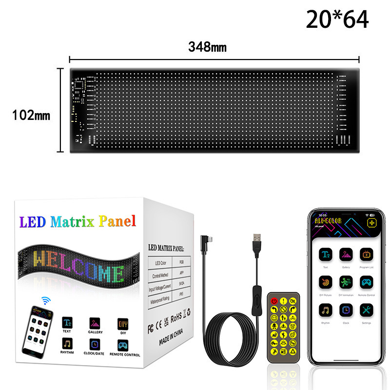 クロスボーダー LED 車ソフトスクリーン USB 車柔軟な広告スクリーン APP Bluetooth ウィンドウガラス悪魔の目ソフトスクリーン|undefined