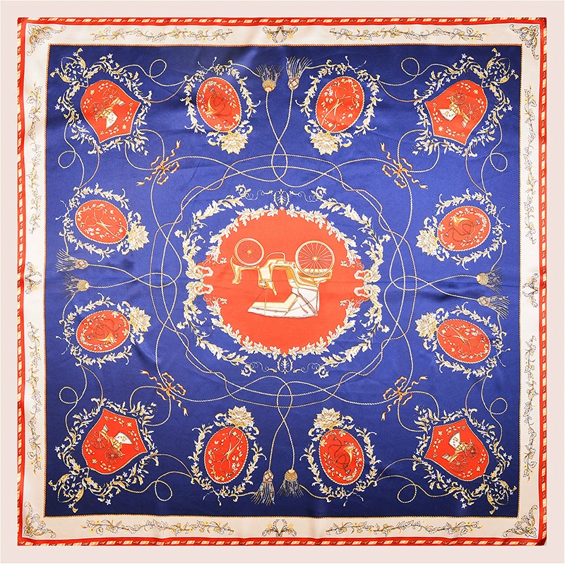 Цепочка, шелковый платок, европейский стиль, тонкое плетение, 90×90 см