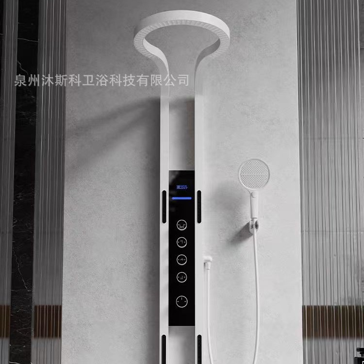 Seleccione estrictamente el conjunto de ducha de cobre completo baño doméstico de masaje de alta calidad cascada hueco de ducha de presurización digital